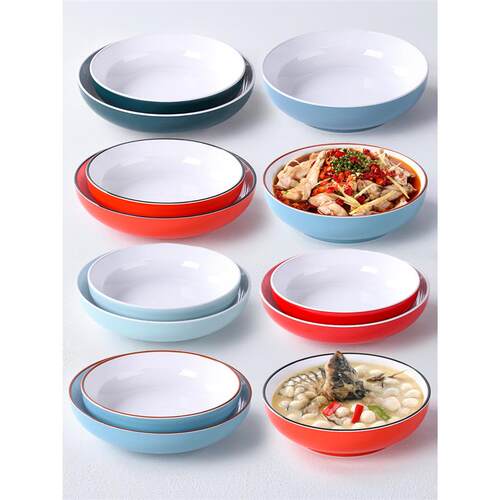 密胺北欧瓷餐具圆形大汤碗酸菜鱼水煮鱼盆冒菜香锅干拌大碗商用