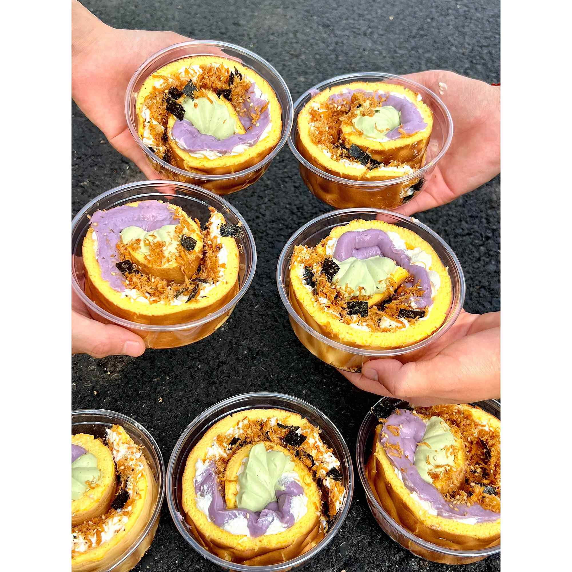 四喜虎皮卷包装盒芋泥肉松蛋糕盒子透明圆形网红小罐一次性打包盒