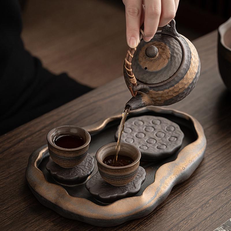 盘小型承托功夫储水简易茶具干茶台复古家用泡茶盘台禅意办公 壶