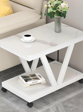 轻奢岩板边几柜迷沙你可移动小ADU茶几边双层可收纳客发厅网红小