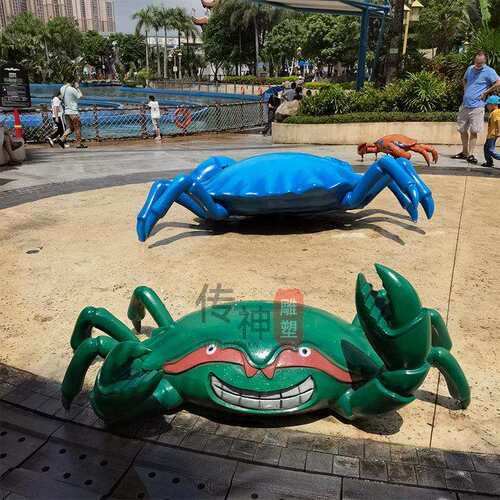 户外玻璃钢雕塑螃蟹 玻璃钢海洋动物雕塑 帝王蟹仿真园林动物雕塑