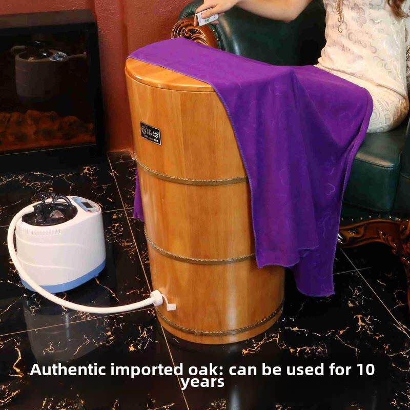 橡木足浴桶木桶家用加热恒温小腿熏蒸桶蒸汽足浴膝盖高深度足浴