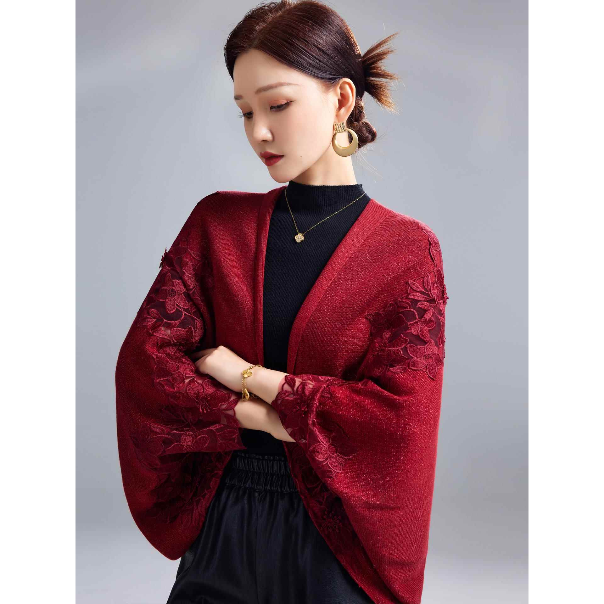 秋冬新款高端斗篷搭配旗袍开衫小个子喜妈妈婆婆婚姻披肩礼0916z