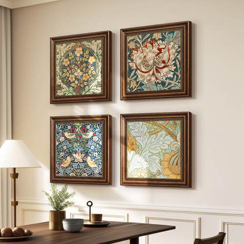 美式餐厅装饰画饭厅挂画复古抽象艺术画玄关欧式卧室床头背景墙画