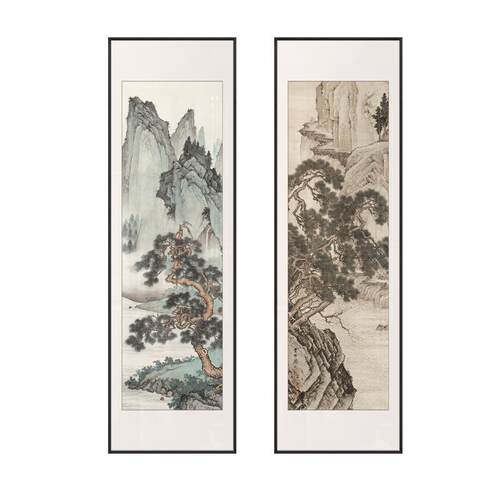 新中式客厅玄关走廊禅意书房装饰画茶室民宿饭店多联组合山水挂画