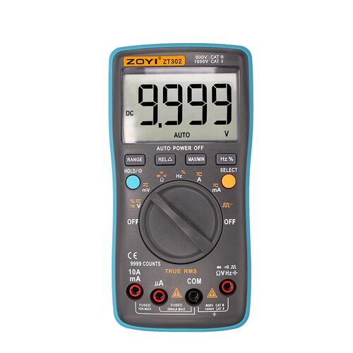 众仪9999字万用表ZT301/302/303自动量程真有效值数字万表电工表