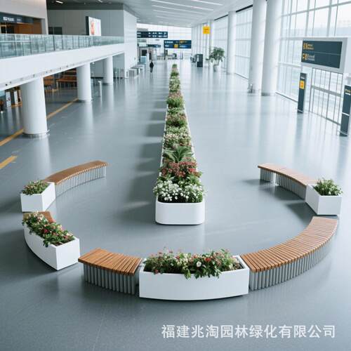 户外不锈钢坐凳花箱商场花池室外座椅组合花坛铁艺围栏槽隔断露台