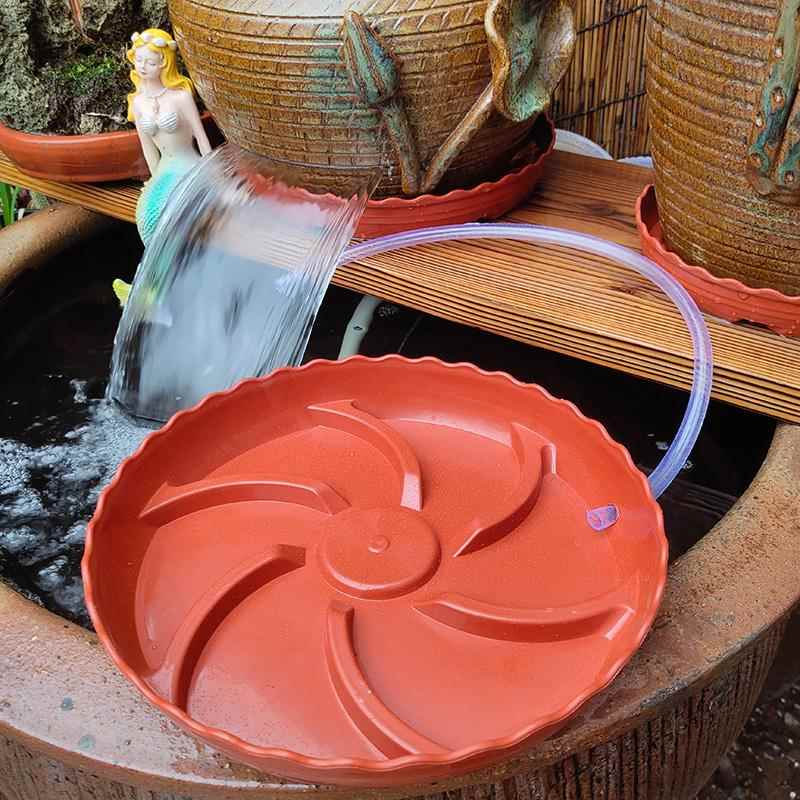 瀑布流水防溢水底座流水罐配件带水管排水树脂托盘装饰摆件