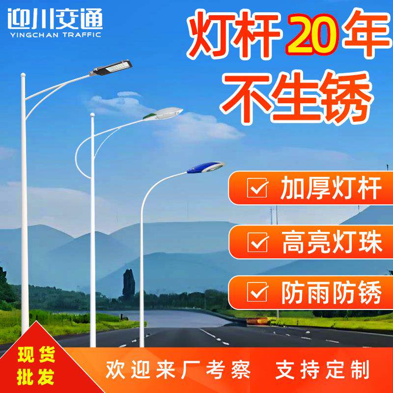 单臂路灯市电路灯6米8米道路照明灯公路新农村道路防水单臂路灯杆
