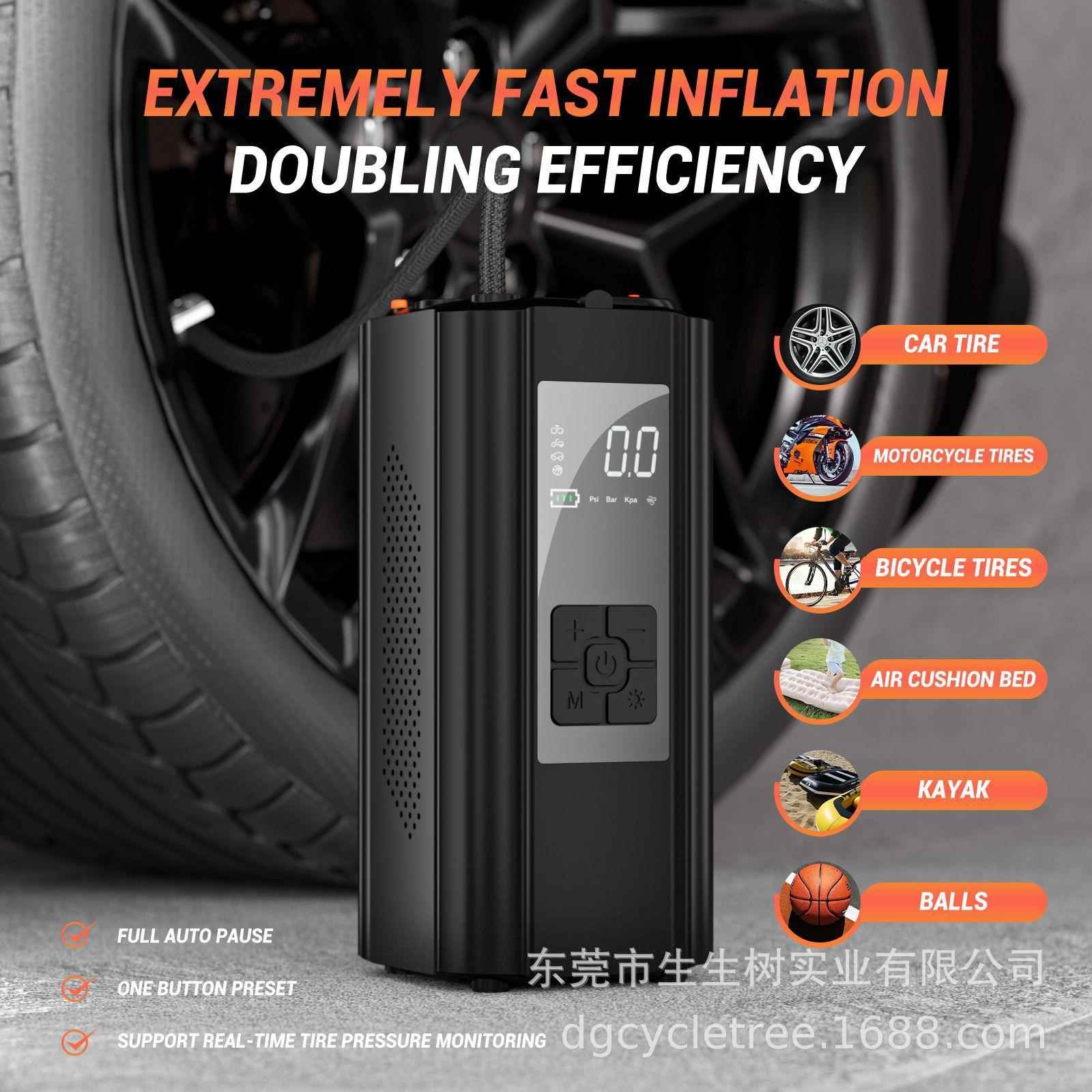 新轮品车载充能气泵数显便携6式急电动胎充气多功随车应汽车充气
