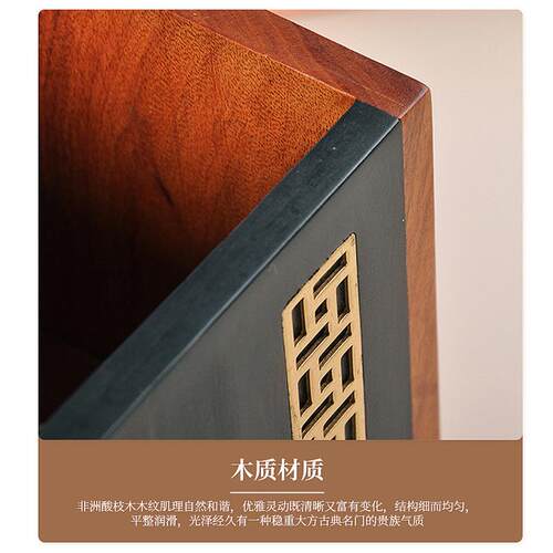 创意木质化妆刷收纳盒办公室桌面摆件复古方形文具铅笔笔筒定 制