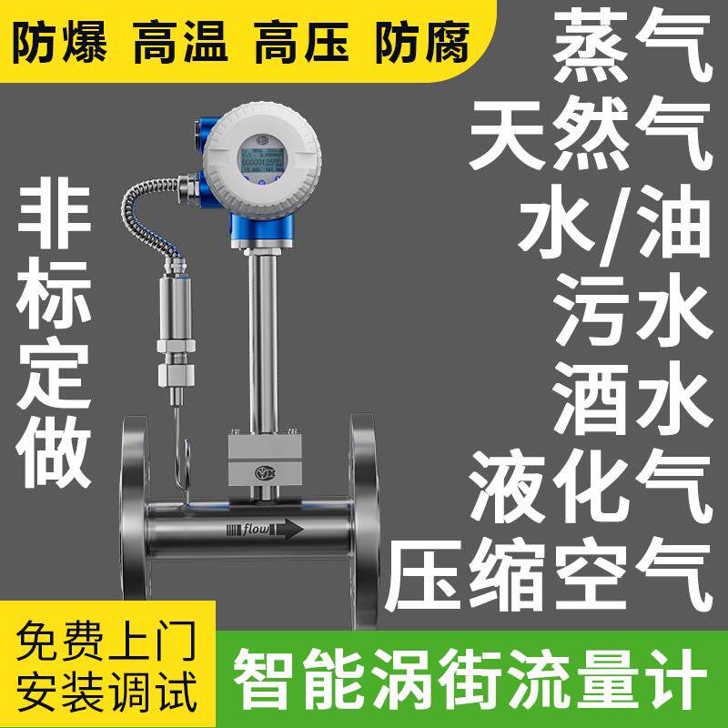蒸汽涡街流量计蒸汽计量表瓦斯氮气压缩空气气体液体水污水氧气