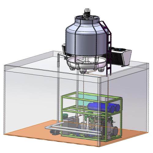 8KW, -80°C水冷式深冷机组采用R410A+R23双机复叠实现尺寸小型化