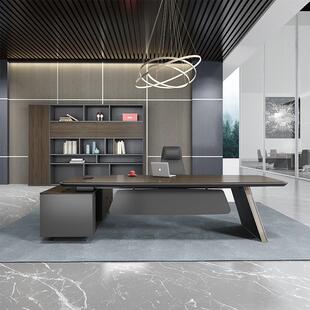 板桌大总裁公桌新中式 70D厚油漆实木大板桌老班办台办 稳重加FLZZ