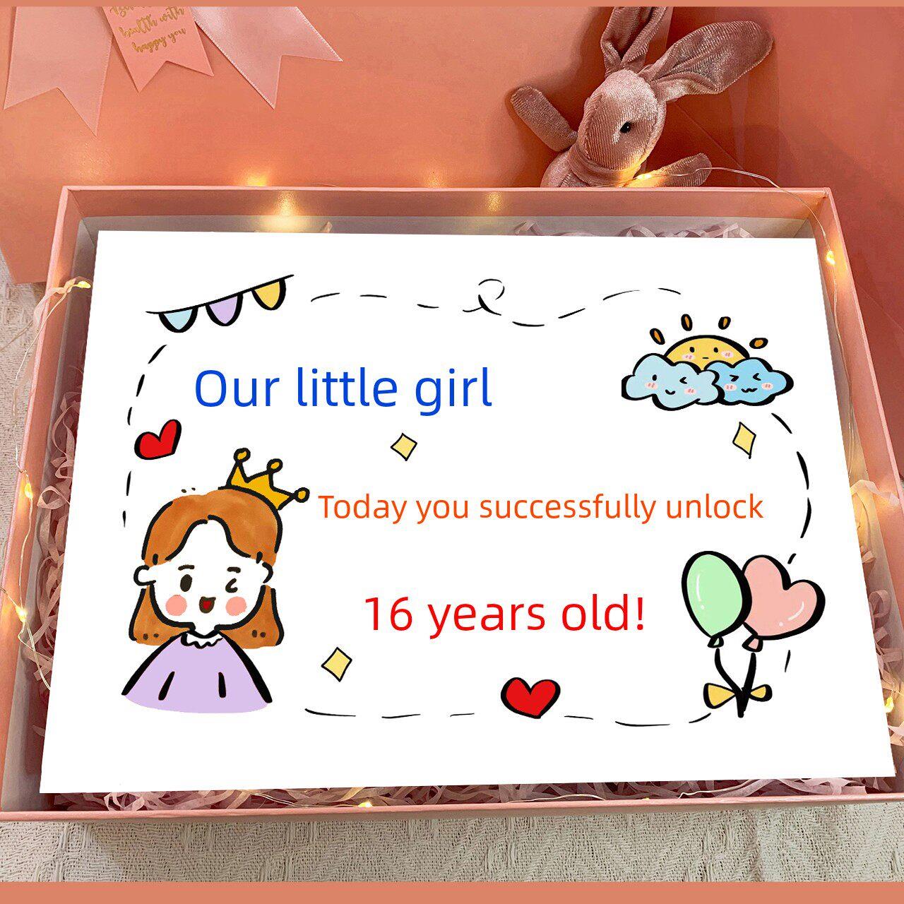 十六岁生日卡片刻字饮料礼盒父母送孩子16岁想对儿女说的话仪式感