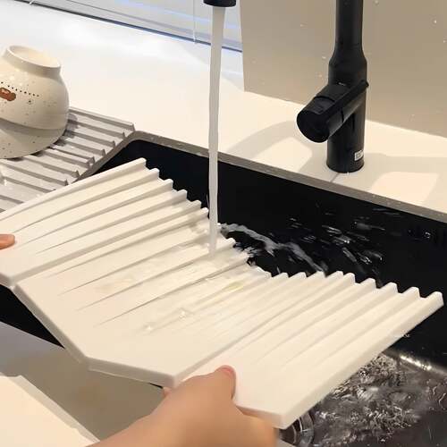 厨房沥水垫台面硅胶斜坡水槽可折叠排水垫家用防烫隔热防滑控水垫