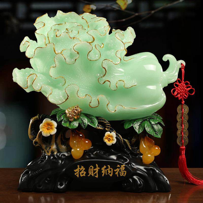 新款直销包邮招财纳福玉白菜摆件客厅家居办公室装饰品工艺品乔迁