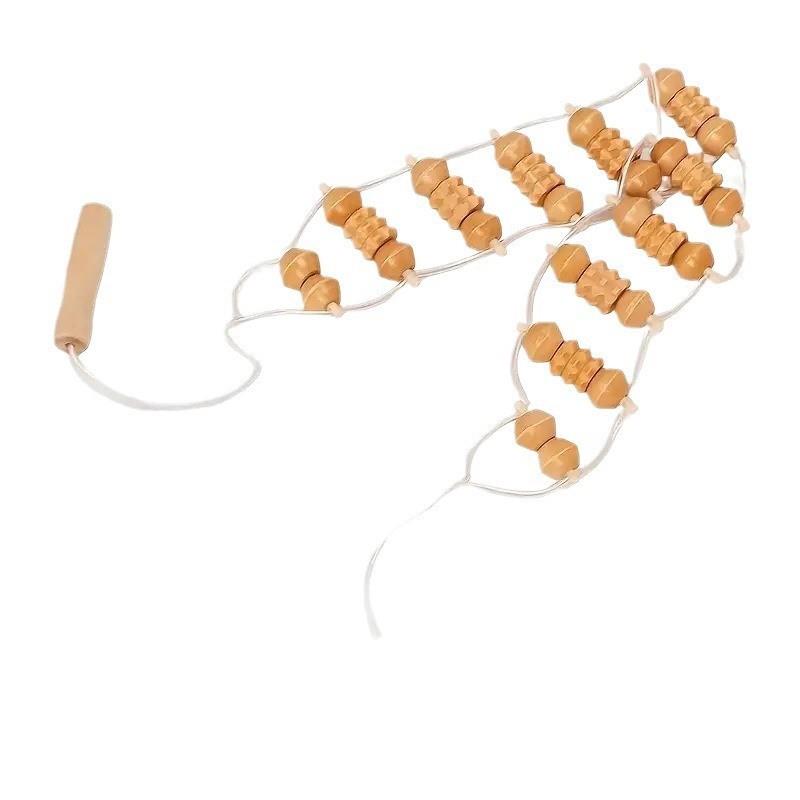 家用拉背条按摩器木质按摩器拉背神器可开背滚轮按摩健身工具