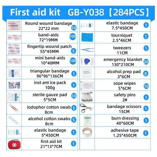 284PCS First Aid Kit Home Car Camping Hiking Emergency Small