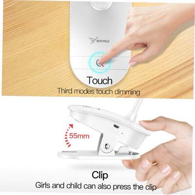 Clip LED Desk Lamp Reading Lamp Study Light Rechargeable 1