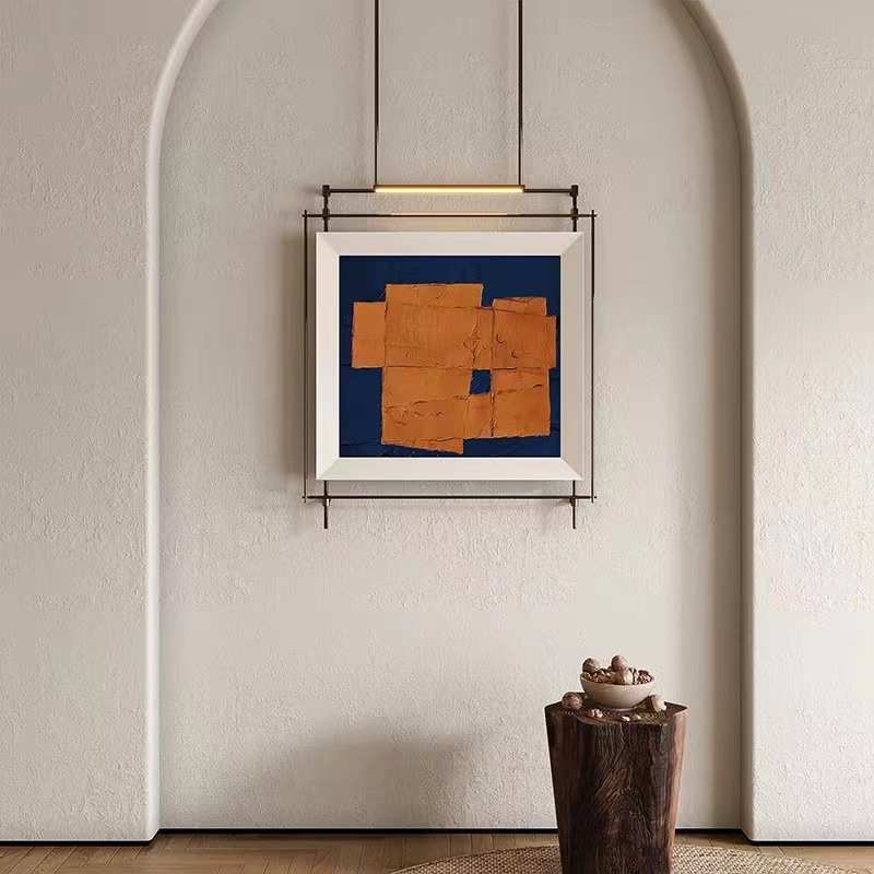 客厅装饰画不锈钢挂画复古风入户玄关立体装置画酒店餐厅挂画图片