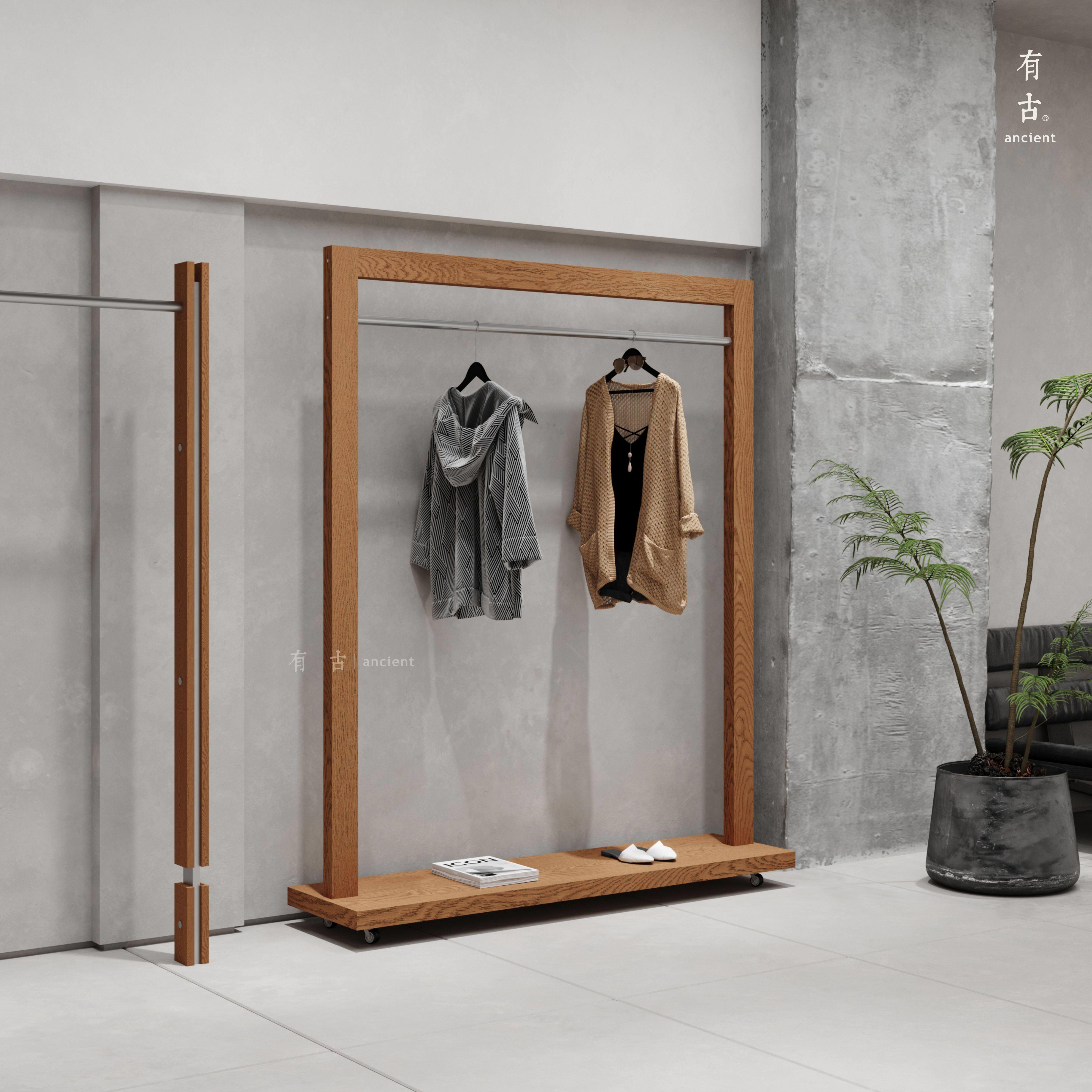 服装店展示架带轮中岛货架陈列架女装简约落地挂衣架复古道具定制