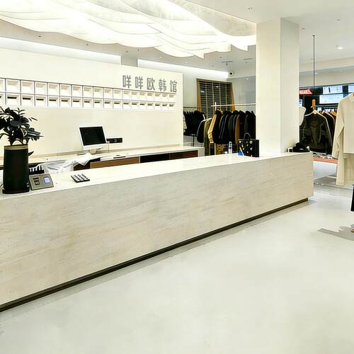 咖啡吧台仿洞石服装店美容院收银台公司前台店铺直排收银柜中岛台