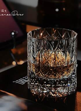 威士忌酒杯高级感江户切子K9手工无铅日式水晶玻璃杯送礼礼盒装