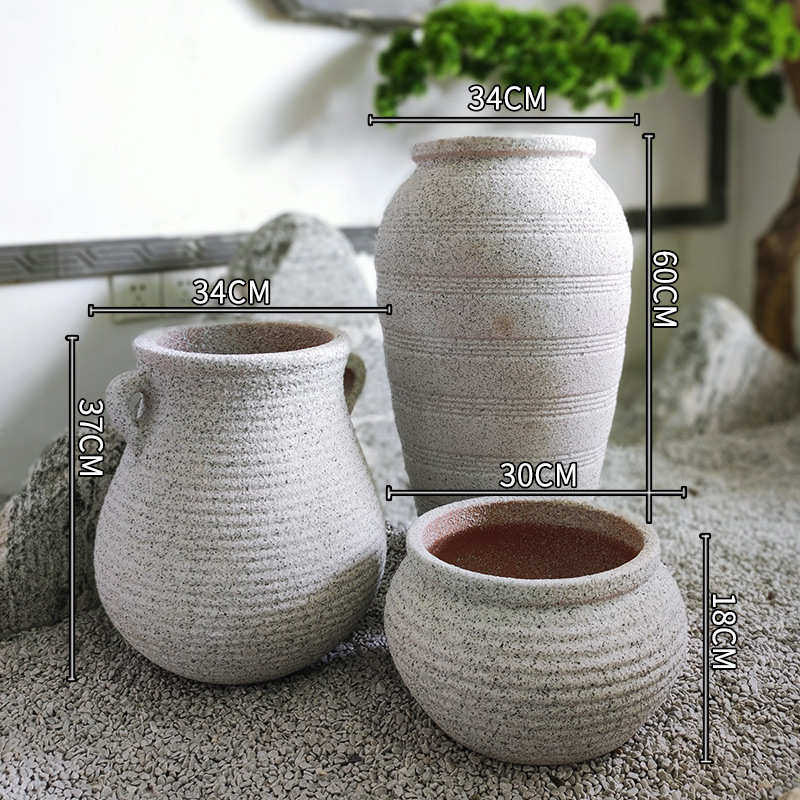 花瓶无红陶真花盆陶瓷摆件肉组合包邮庭院多陶罐石大号批发釉户外