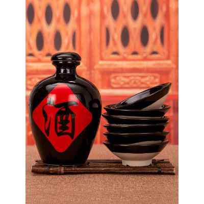 梁山好汉陶瓷碗喝酒小黑碗老式家用古代酒碗酒壶仿古酒碗蒸肉土碗