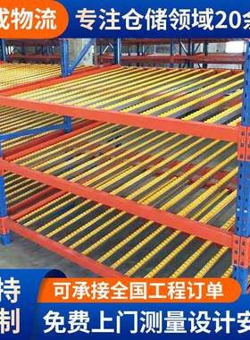 流利货架滑移式货架中型重型仓储物流分拣流利条货架滚筒仓储货架