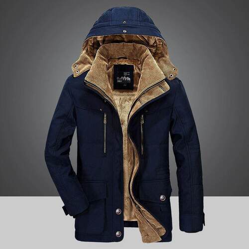 Men's cotton jacket, medium to long, thick, suitable for