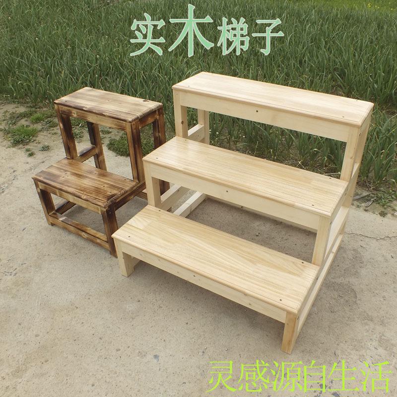 实木楼梯木梯子梯凳家用2步梯子爬梯登高梯小梯子活动木梯