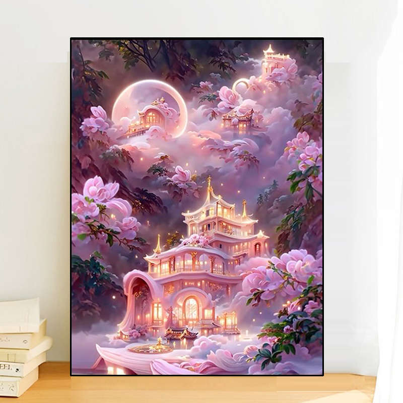 高级感梦幻城堡风景钻石画2025新款手工点贴钻十字绣客厅卧室满钻