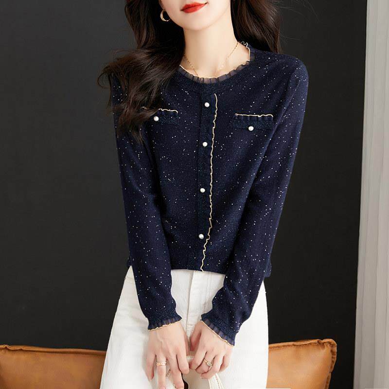 春季短款上衣女装2025新款小香风T恤针织内搭洋派小衫长袖内搭衣