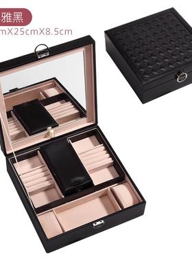 高档红色首婚饰盒新礼结物收婚送新人耳环耳针陪嫁梳妆盒防氧化纳