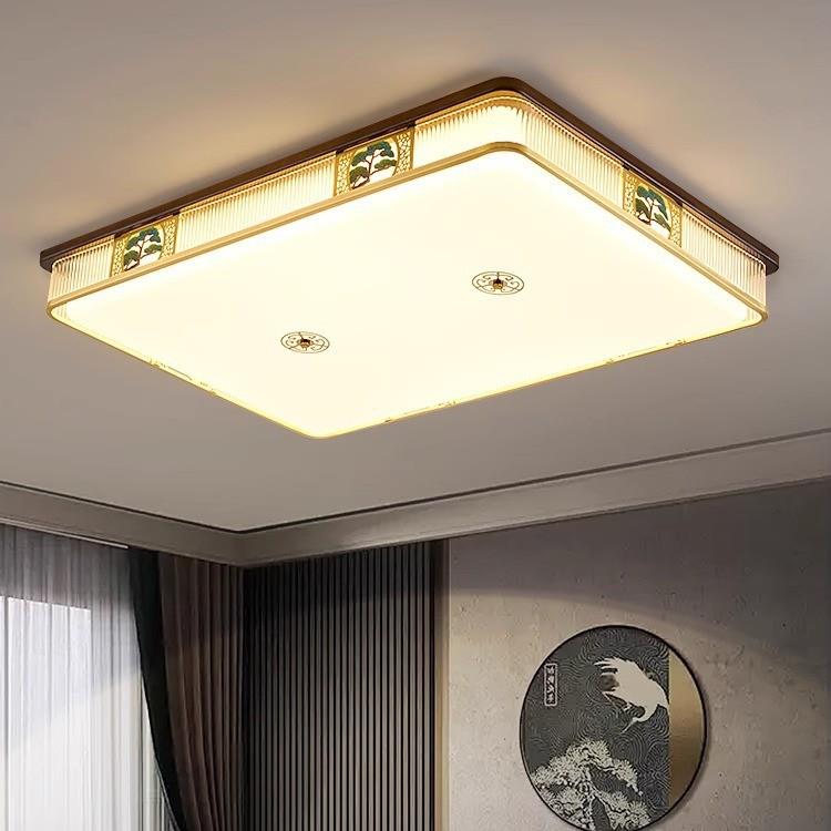 新中式客厅吸顶灯全铜实木现代2025年新款卧室房间书房全屋灯具