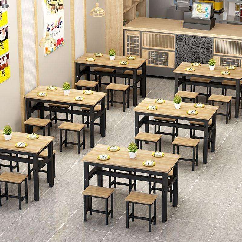 饭店食堂面馆小吃店桌子新款餐店大排档餐桌椅长方形餐桌商用