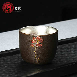 鎏银功夫茶杯陶瓷家用纯手工茶盏品茗杯主人杯单杯大号