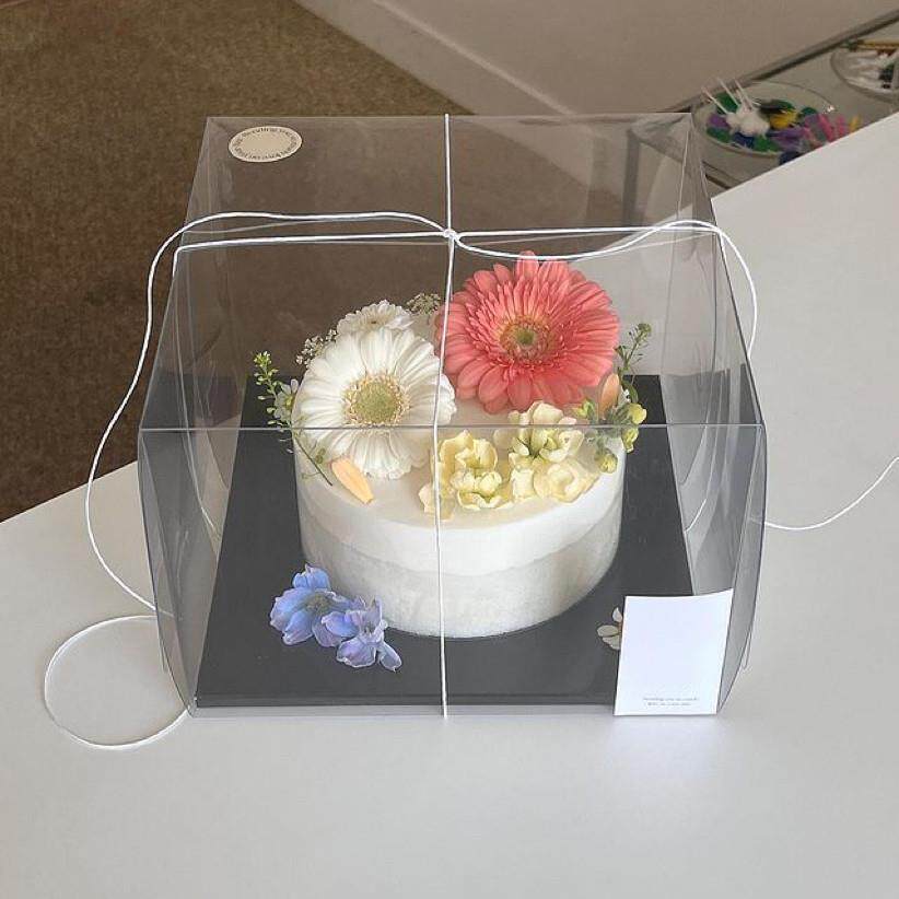透明4寸6寸加高韩式裱花一体蛋糕盒 私房烘焙生日蛋糕盒西点盒子