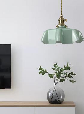 法式复古奶842吧油璃吊灯意餐厅台咖啡厅灯客厅卧室玻创床头花瓣