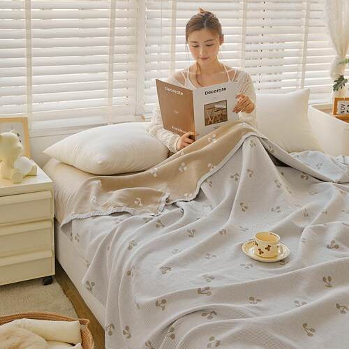 【折扣价】新款全棉斜纹纱布提花毛巾被100纯棉盖毯夏季毛巾毯单