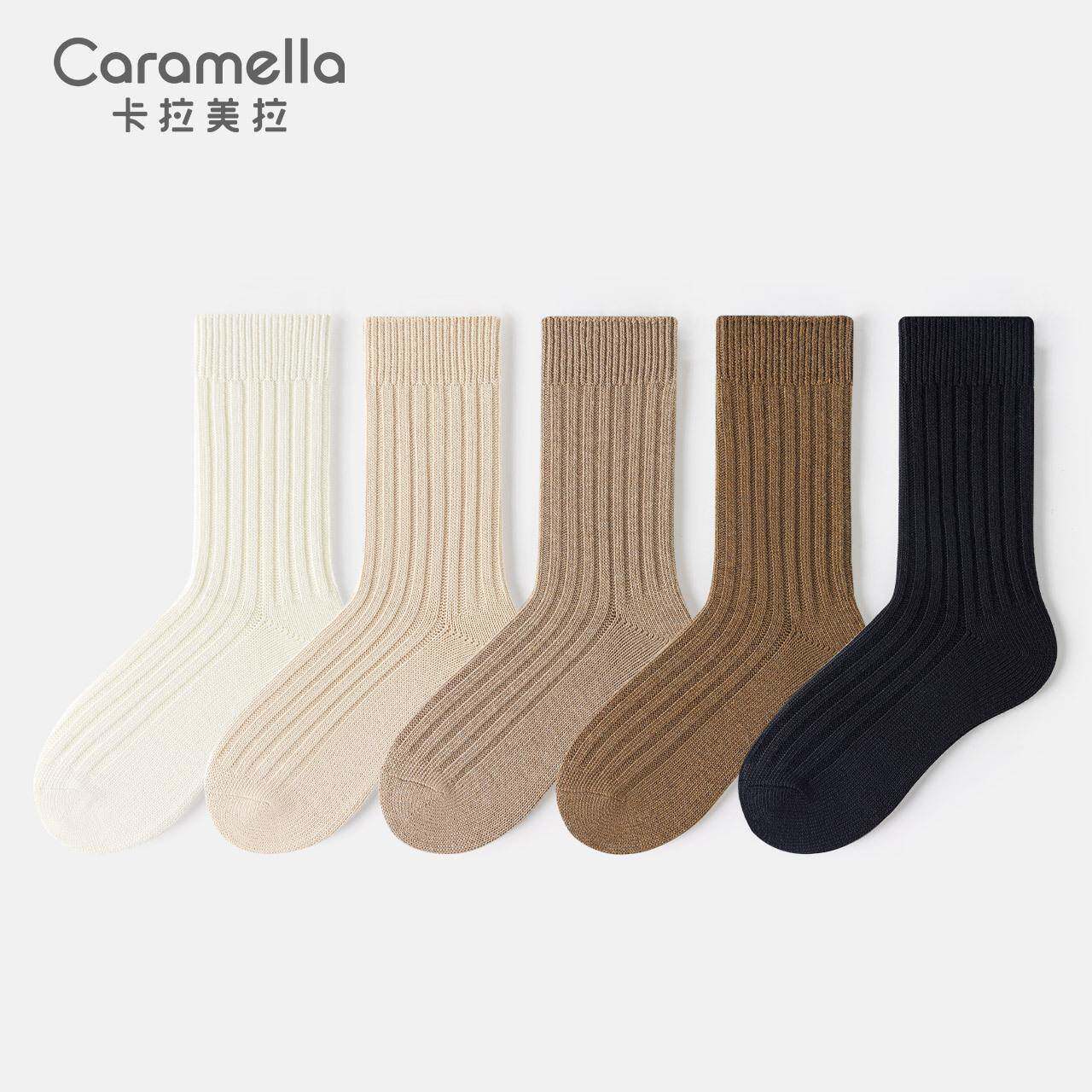 caramella袜子女秋冬男士中筒长袜男袜女士女袜情侣长筒厚棉袜