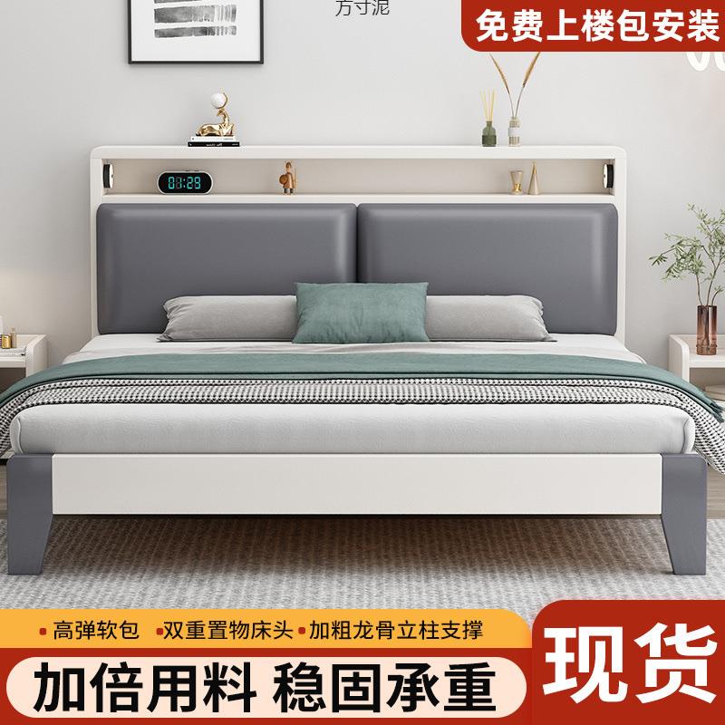 床实木床1.8x2米双人床1.5用小户型出租房简约民宿1.2m单人床