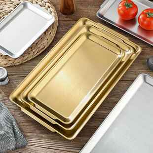 烧烤盘烤肉盘加厚收纳盘子盘子家用平底长方形托 不锈钢方盘韩式