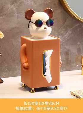 暴力熊摆件创意纸巾盒高级感小众f轻奢高档家用客厅茶几抽纸盒饰