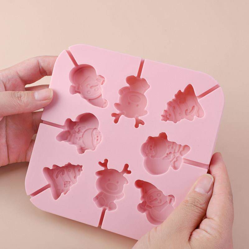 圣诞卡通棒棒糖硅胶模具耐高温易脱模手工秋梨膏棒棒糖巧克力棒模