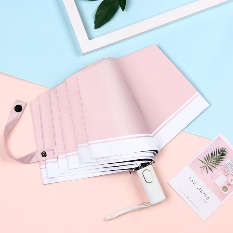 新款黑胶折叠防晒遮阳伞纯色雨伞女晴雨伞 全自动广告伞定制logo