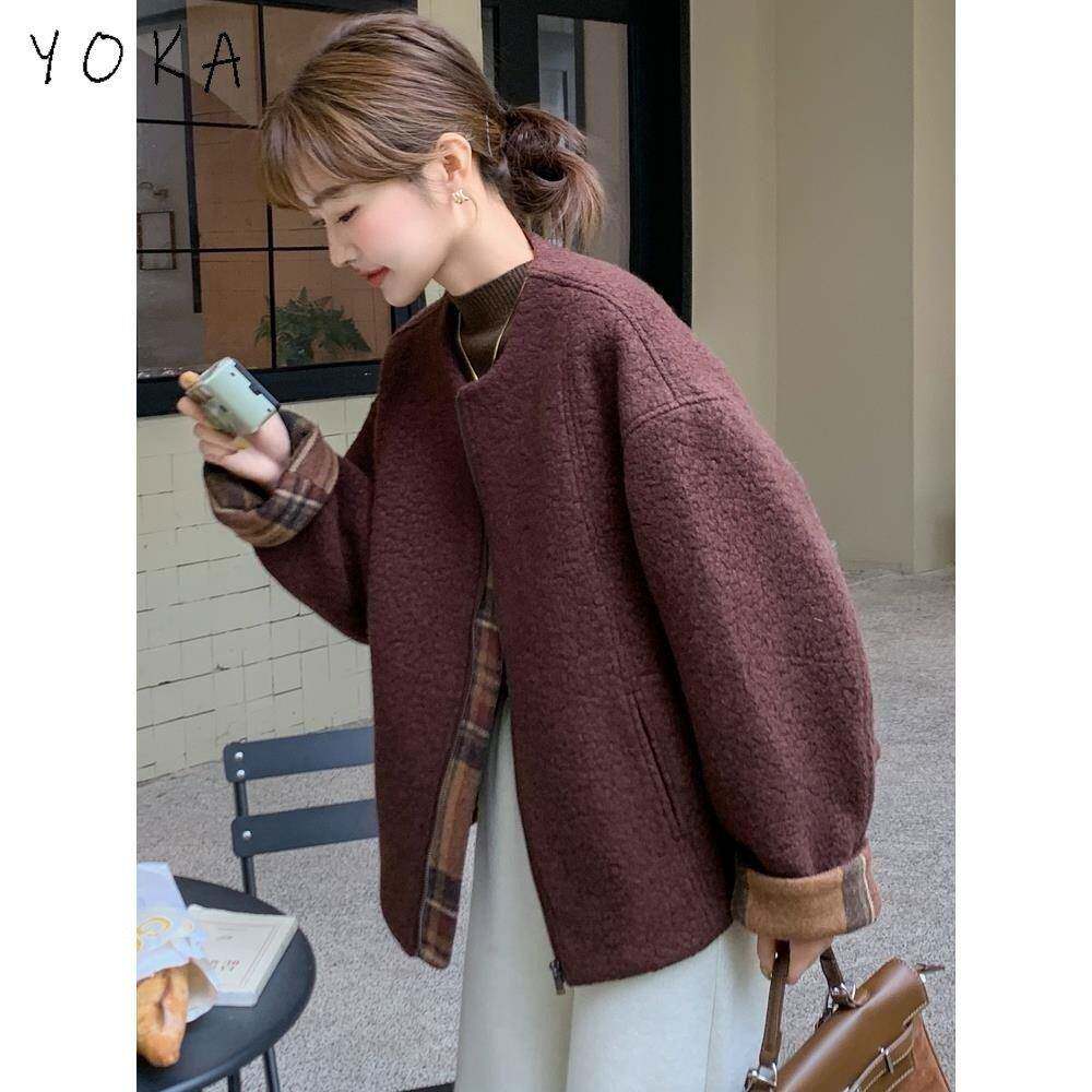 羊羔毛外套女2025秋冬新款小个子高级感加厚保暖棉服短款毛呢上衣