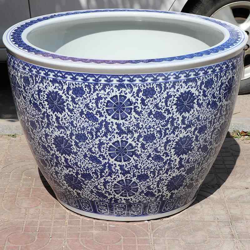 新款景德镇陶瓷鱼缸大号养造金鱼缸睡荷花盆缸一米大莲水缸庭院景